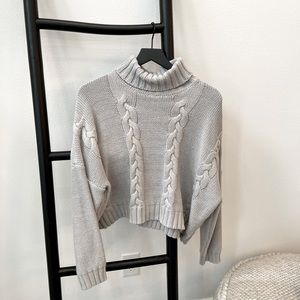 Vici Grey Turtleneck Knit Sweater, Size Small